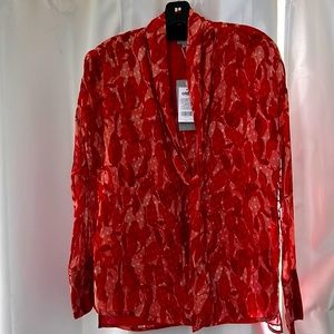 Grey Jason Wu $425 Beautiful Red Pattern Blouse Size 6